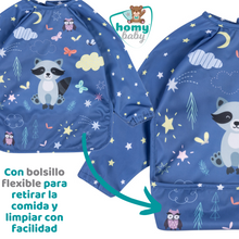 Cargar imagen en el visor de la galería, Babero Mangas Impermeable (Mapache)