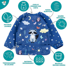 Cargar imagen en el visor de la galería, Babero Mangas Impermeable (Mapache)