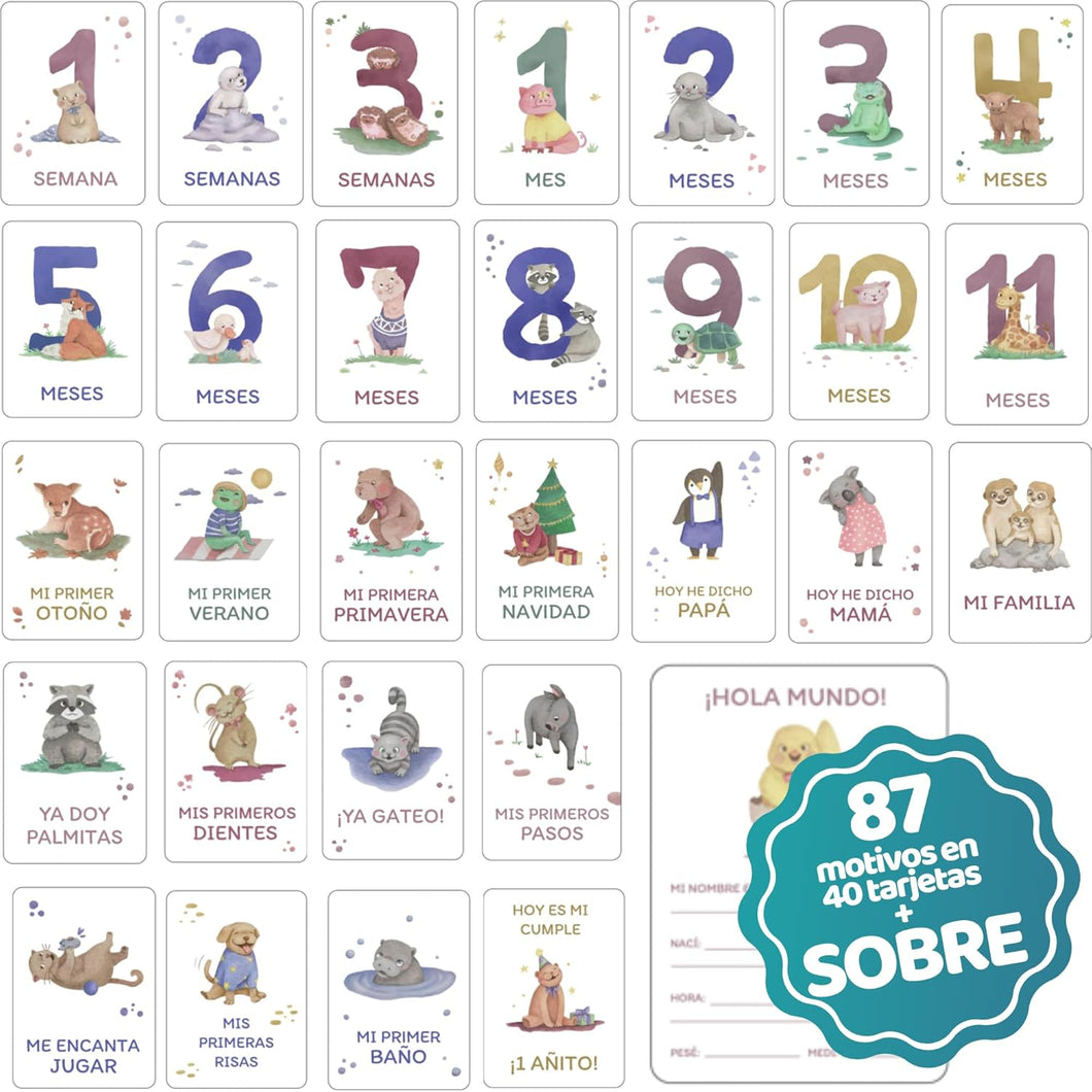[x40] Tarjetas Cumple Meses + Logros Primer Año