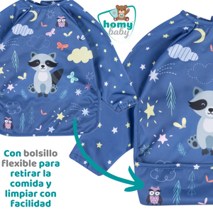Babero Mangas Impermeable (Mapache)