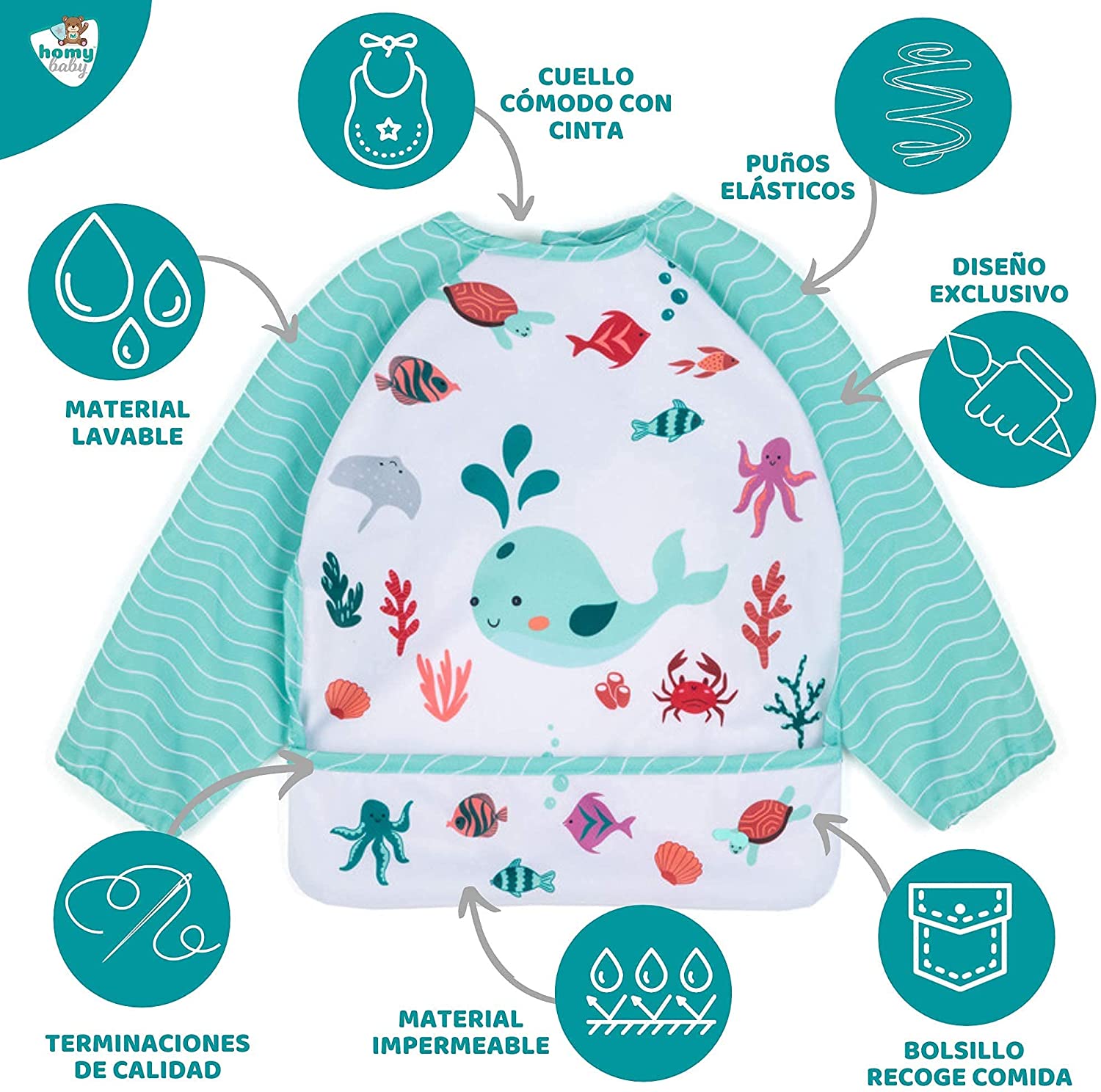 Babero Mangas (Estampado Ballena) – HOMYBABY