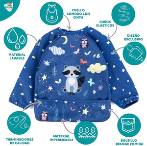 Babero Mangas Impermeable (Mapache)